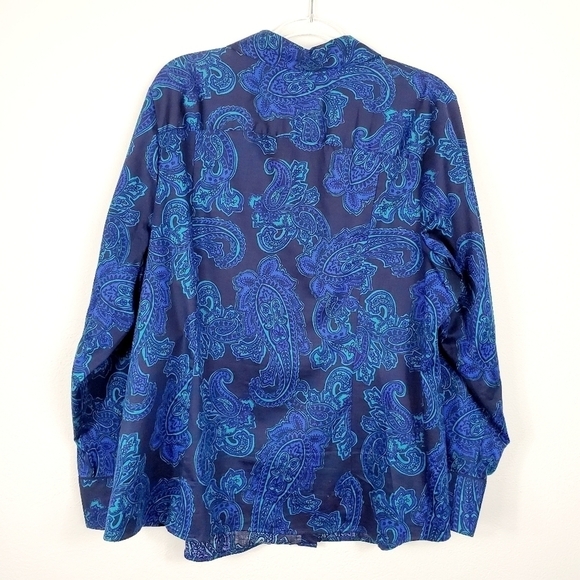 LANE BRYANT PAISLEY BUTTON FRONT BLOUSE - Picture 2 of 4
